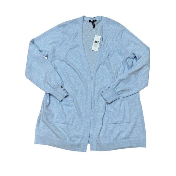 Eileen Fisher Cardigan 100% Organic Linen Aqua Open Knit NWT $278 Size XL - Picture 1 of 8